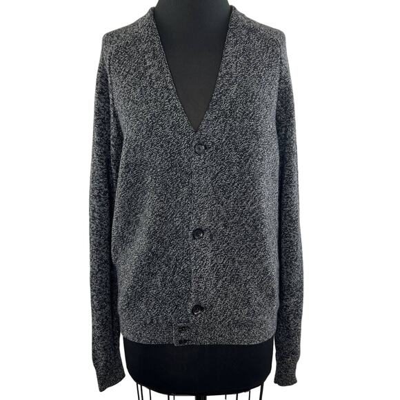 THEORY Matthiew Arche Heather Gray Button-Up V-Neck Cardigan Sweater Large L - Picture 1 of 11